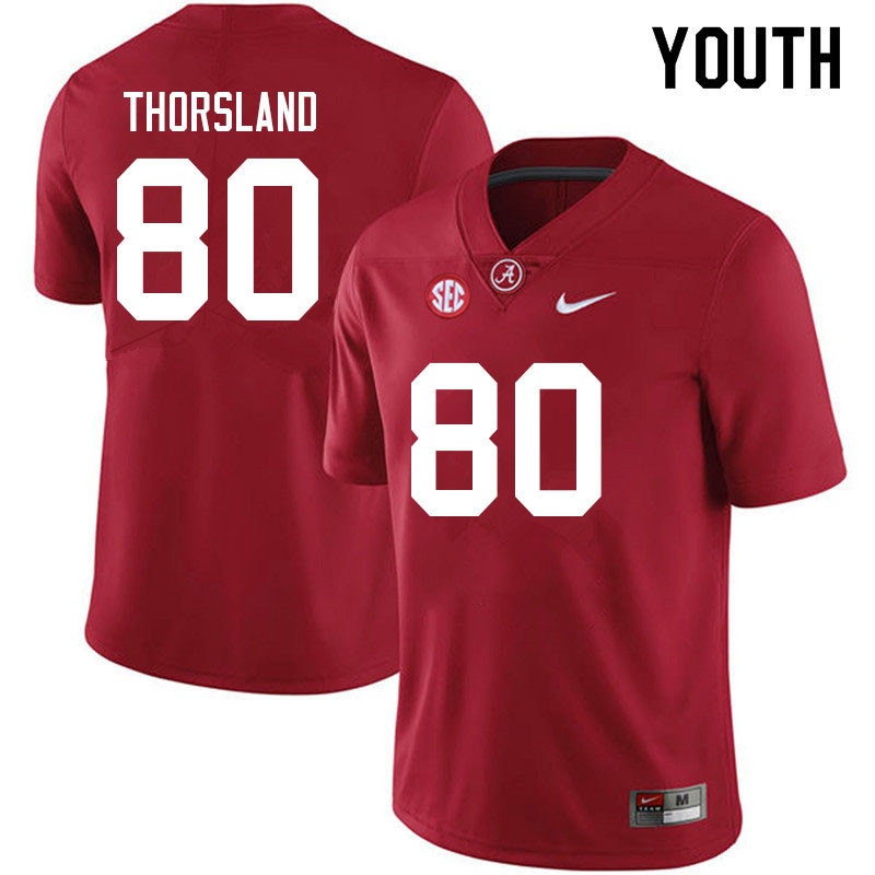 Alabama Crimson Tide Youth Adam Thorsland #80 Crimson NCAA Nike Authentic Stitched 2021 College Football Jersey AP16J28YU
